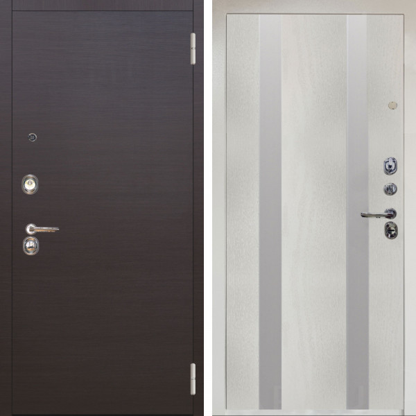 Входная дверь Аргус ЛЮКС 3К Снежно-белый Элегант Венге горизонт + Дуэт Белое дерево вставки Изабель