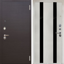 Входная дверь Аргус ЛЮКС 3К Снежно-белый Элегант Венге горизонт + Дуэт Белое дерево вставки кензо