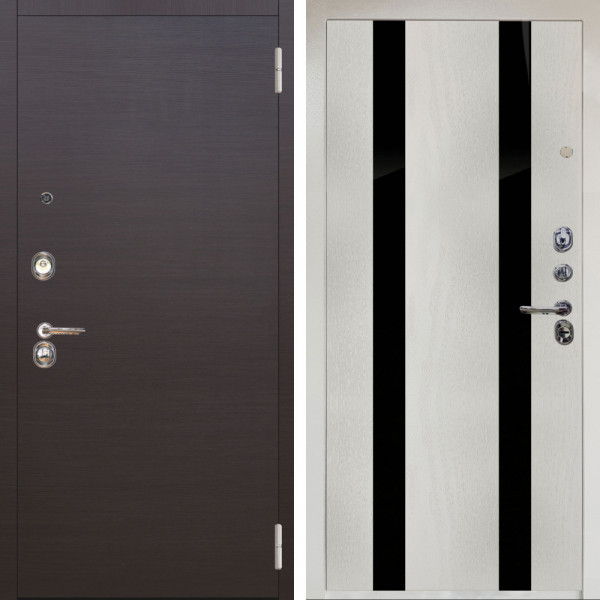 Входная дверь Аргус ЛЮКС 3К Снежно-белый Элегант Венге горизонт + Дуэт Белое дерево вставки кензо