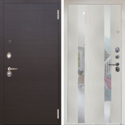 Входная дверь Аргус ЛЮКС 3К Снежно-белый Элегант Венге горизонт + Дуэт Белое дерево вставки Николь