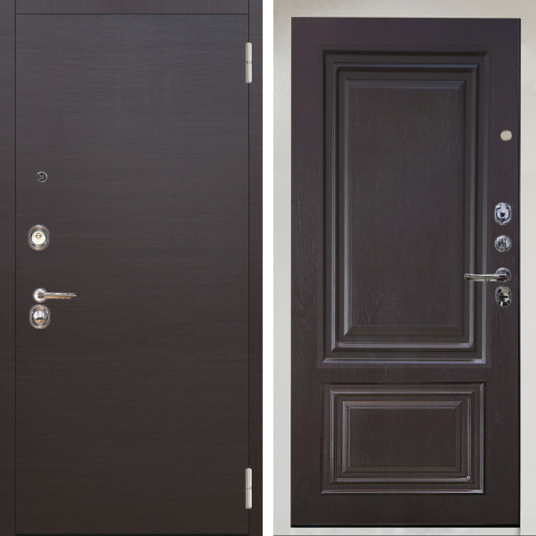 Входная дверь Аргус ЛЮКС 3К Снежно-белый Элегант Венге горизонт + Элион Горький шоколад