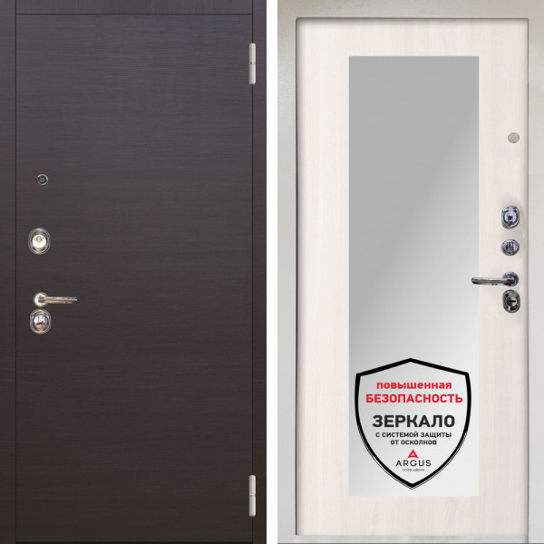 Входная дверь Аргус ЛЮКС 3К Снежно-белый Элегант Венге горизонт + Милли Ларче светлый