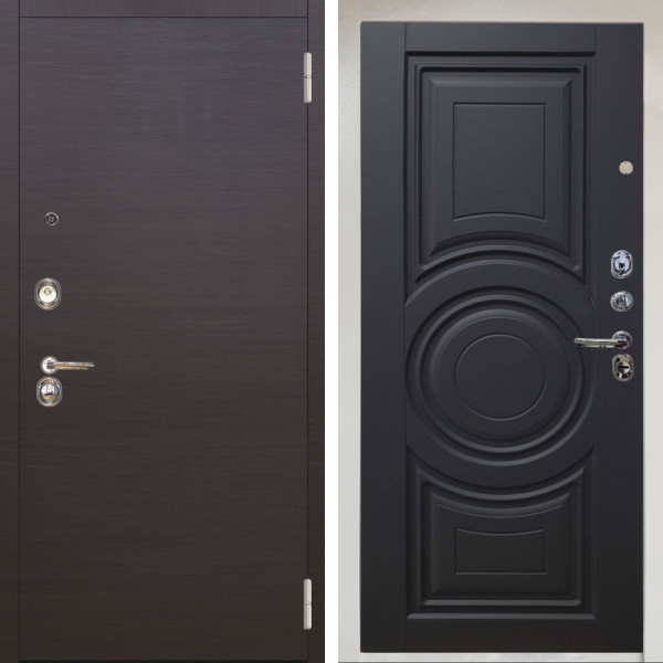 Входная дверь Аргус ЛЮКС 3К Снежно-белый Элегант Венге горизонт + Могадиш Черный софт