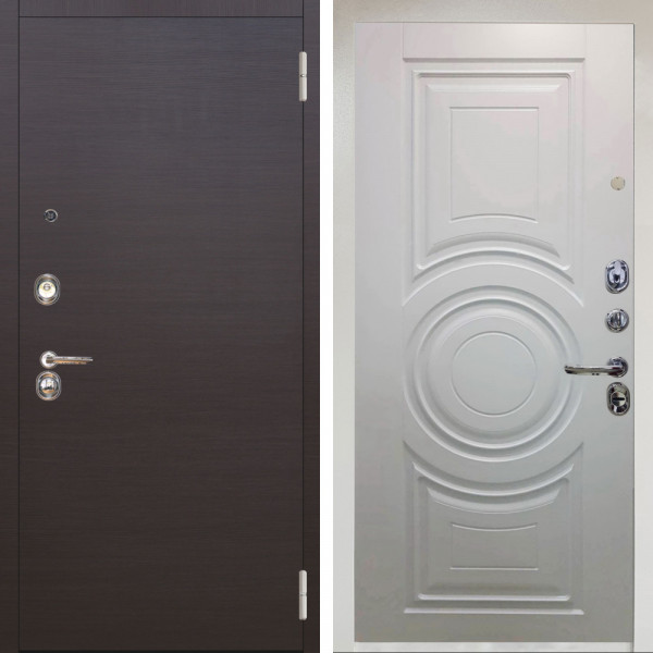 Входная дверь Аргус ЛЮКС 3К Снежно-белый Элегант Венге горизонт + Могадиш Софт милк