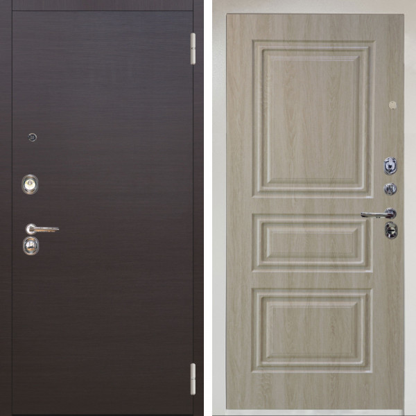 Входная дверь Аргус ЛЮКС 3К Снежно-белый Элегант Венге горизонт + Скиф Дуб филадельфия крем