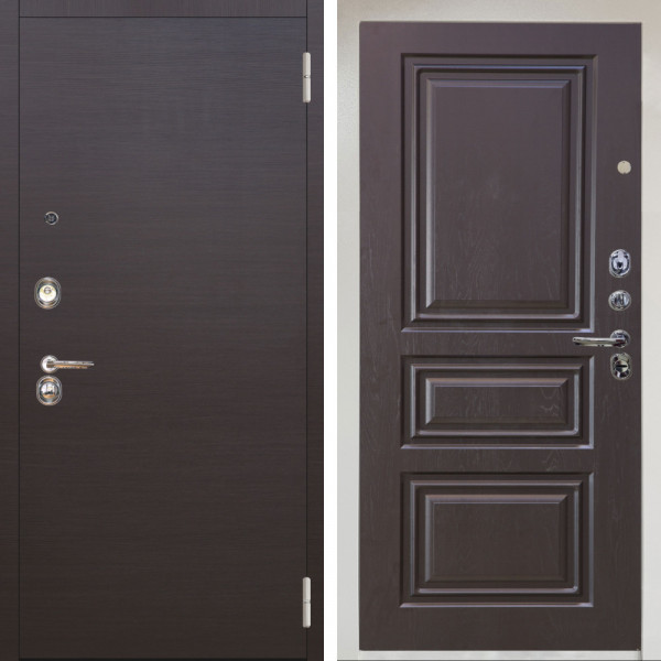 Входная дверь Аргус ЛЮКС 3К Снежно-белый Элегант Венге горизонт + Скиф Горький шоколад