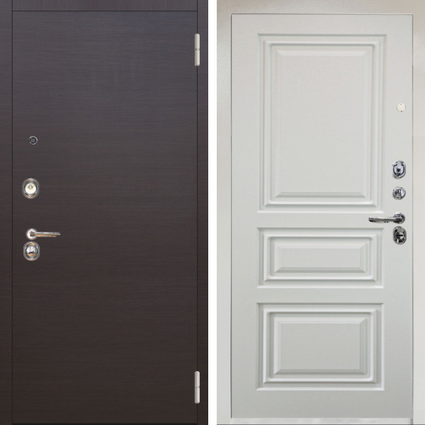 Входная дверь Аргус ЛЮКС 3К Снежно-белый Элегант Венге горизонт + Скиф Софт милк