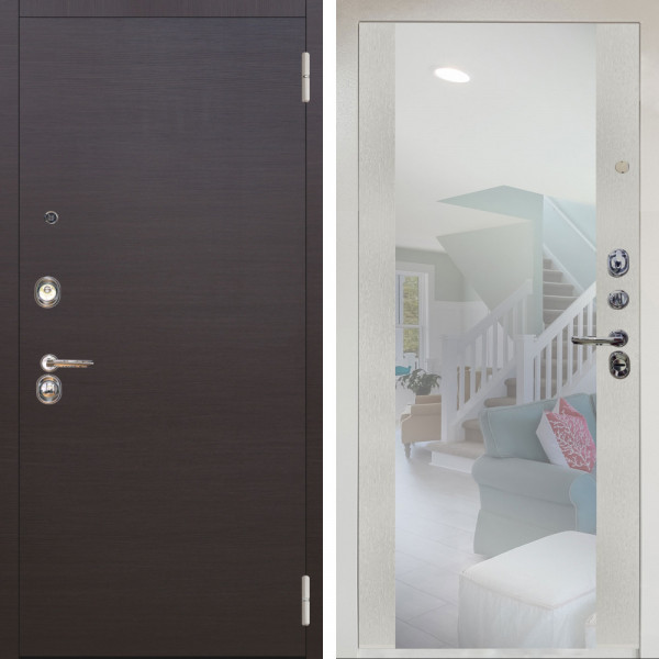 Входная дверь Аргус ЛЮКС 3К Снежно-белый Элегант Венге горизонт + Вояж Белое дерево