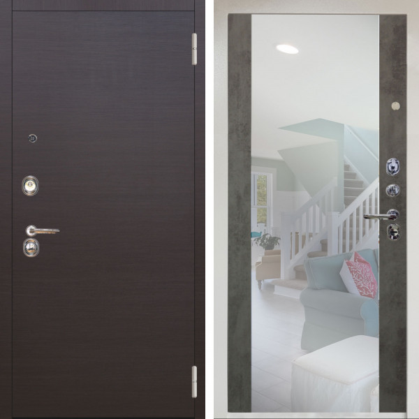 Входная дверь Аргус ЛЮКС 3К Снежно-белый Элегант Венге горизонт + Вояж Светлый бетон