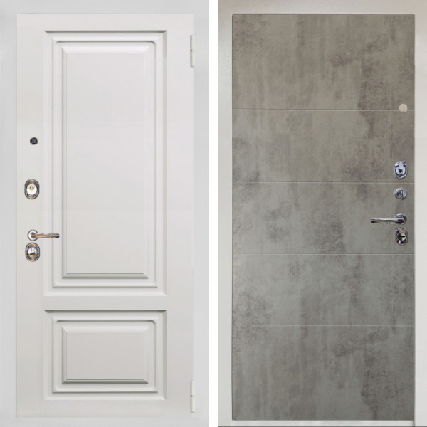 Входная дверь Аргус ЛЮКС 3К Снежно-белый элион вмр белый + Агат Светлый бетон
