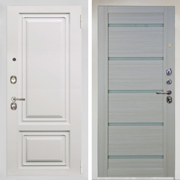 Входная дверь Аргус ЛЮКС 3К Снежно-белый элион вмр белый + Александра Белая лиственница