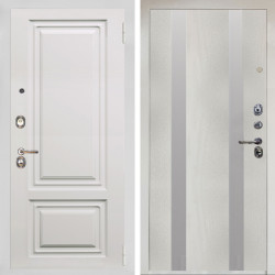 Входная дверь Аргус ЛЮКС 3К Снежно-белый элион вмр белый + Дуэт Белое дерево вставки Изабель