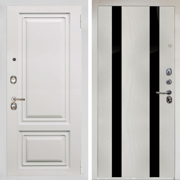Входная дверь Аргус ЛЮКС 3К Снежно-белый элион вмр белый + Дуэт Белое дерево вставки кензо