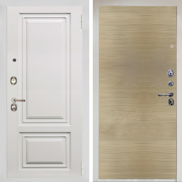 Входная дверь Аргус ЛЮКС 3К Снежно-белый элион вмр белый + Элегант Дорс светлый горизонт