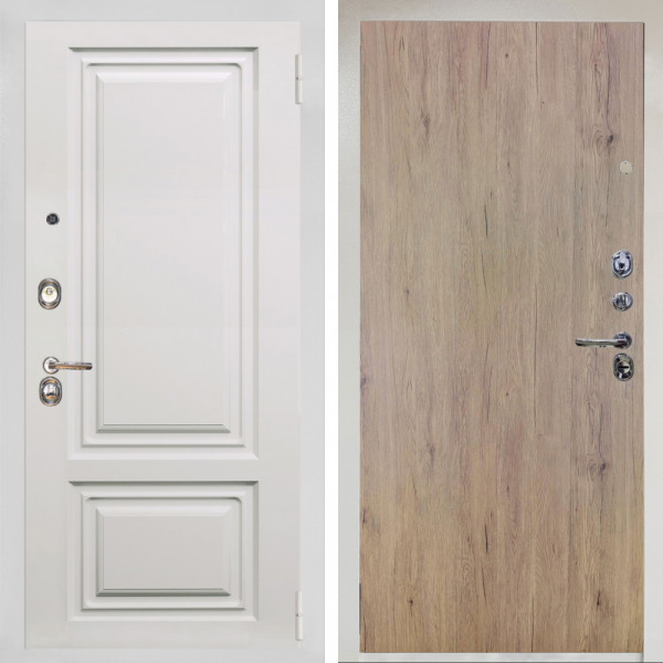 Входная дверь Аргус ЛЮКС 3К Снежно-белый элион вмр белый + Элегант Рустик соломенный