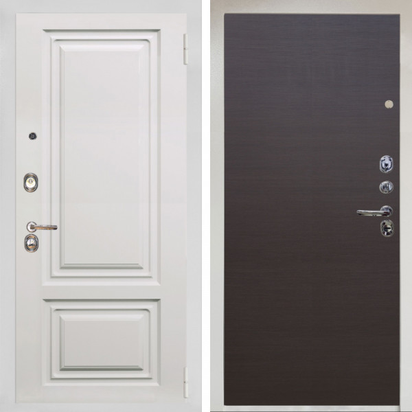 Входная дверь Аргус ЛЮКС 3К Снежно-белый элион вмр белый + Элегант Венге горизонт
