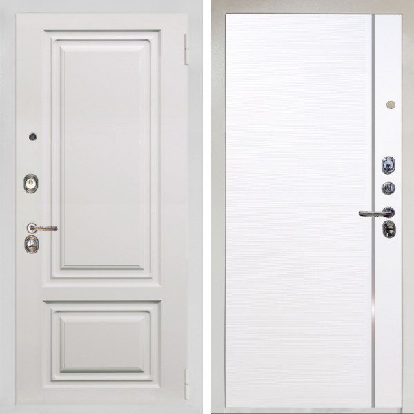 Входная дверь Аргус ЛЮКС 3К Снежно-белый элион вмр белый + Гауда Роял Вуд Белый