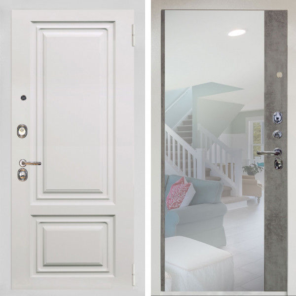 Входная дверь Аргус ЛЮКС 3К Снежно-белый элион вмр белый + Магнум Светлый бетон