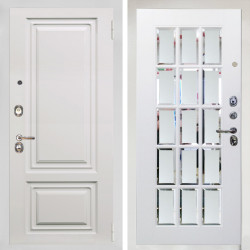 Входная дверь Аргус ЛЮКС 3К Снежно-белый элион вмр белый + Мэрелин Софт милк с фацетом и пескоструем