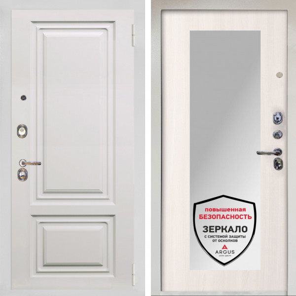 Входная дверь Аргус ЛЮКС 3К Снежно-белый элион вмр белый + Милли Ларче светлый