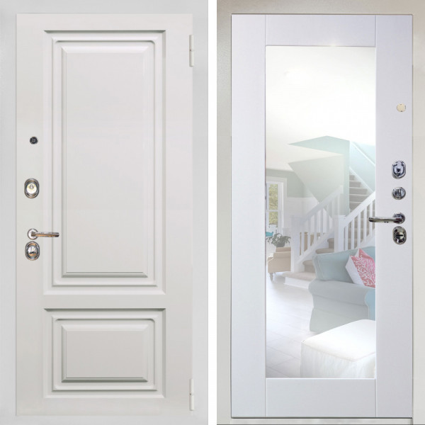 Входная дверь Аргус ЛЮКС 3К Снежно-белый элион вмр белый + Милли Роял вуд белый