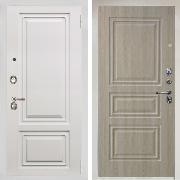 Входная дверь Аргус ЛЮКС 3К Снежно-белый элион вмр белый + Скиф Дуб филадельфия крем