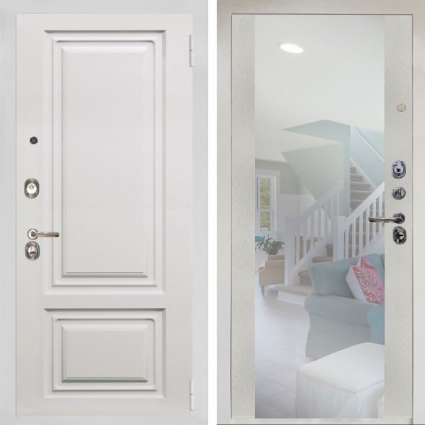 Входная дверь Аргус ЛЮКС 3К Снежно-белый элион вмр белый + Вояж Белое дерево