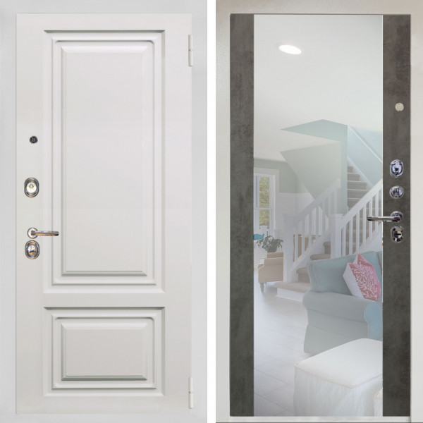 Входная дверь Аргус ЛЮКС 3К Снежно-белый элион вмр белый + Вояж Светлый бетон