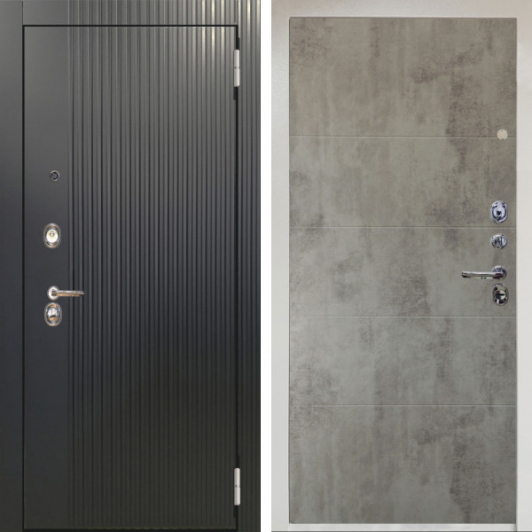 Входная дверь Аргус ЛЮКС 3К Снежно-белый Фрейда Черный кварц + Агат Светлый бетон