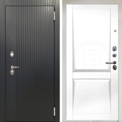 Входная дверь Аргус ЛЮКС 3К Снежно-белый Фрейда Черный кварц + Ариана Белая эмаль