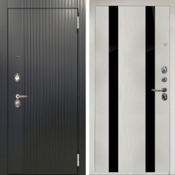 Входная дверь Аргус ЛЮКС 3К Снежно-белый Фрейда Черный кварц + Дуэт Белое дерево вставки кензо