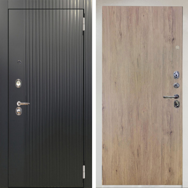 Входная дверь Аргус ЛЮКС 3К Снежно-белый Фрейда Черный кварц + Элегант Рустик соломенный