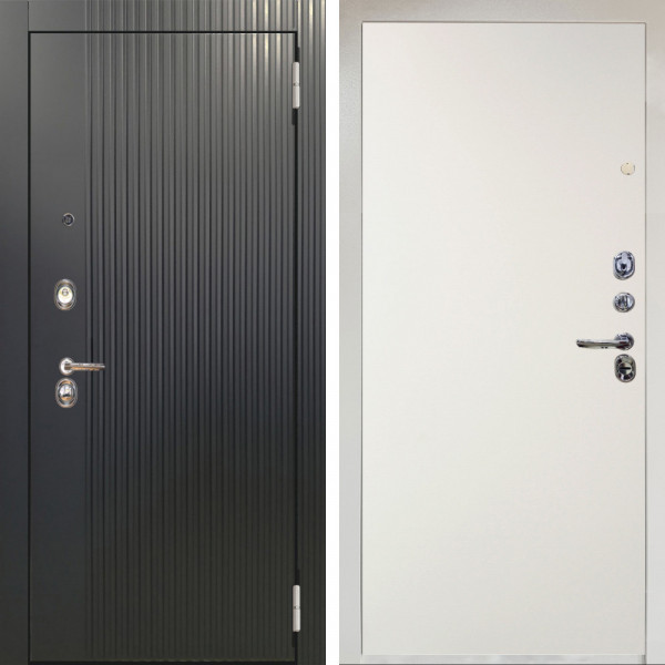 Входная дверь Аргус ЛЮКС 3К Снежно-белый Фрейда Черный кварц + Элегант Софт милк