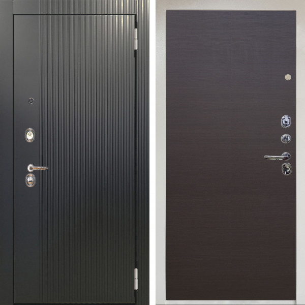 Входная дверь Аргус ЛЮКС 3К Снежно-белый Фрейда Черный кварц + Элегант Венге горизонт