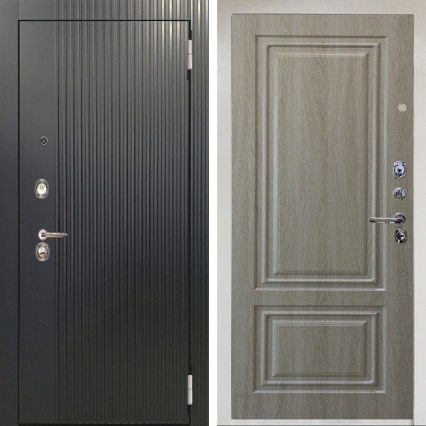 Входная дверь Аргус ЛЮКС 3К Снежно-белый Фрейда Черный кварц + Элион Дуб филадельфия крем