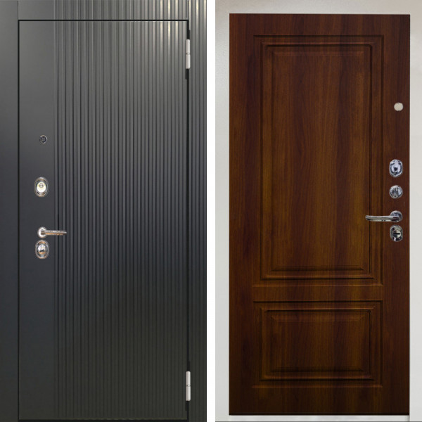 Входная дверь Аргус ЛЮКС 3К Снежно-белый Фрейда Черный кварц + Элион дуб рустикальный