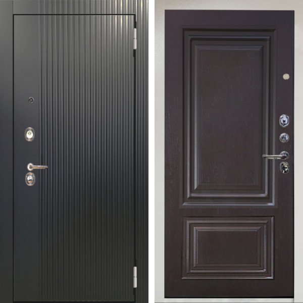 Входная дверь Аргус ЛЮКС 3К Снежно-белый Фрейда Черный кварц + Элион Горький шоколад