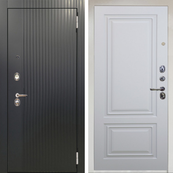 Входная дверь Аргус ЛЮКС 3К Снежно-белый Фрейда Черный кварц + Элион Софт милк