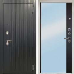 Входная дверь Аргус ЛЮКС 3К Снежно-белый Фрейда Черный кварц + Магнум Черный софт