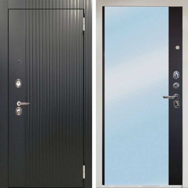 Входная дверь Аргус ЛЮКС 3К Снежно-белый Фрейда Черный кварц + Магнум Черный софт