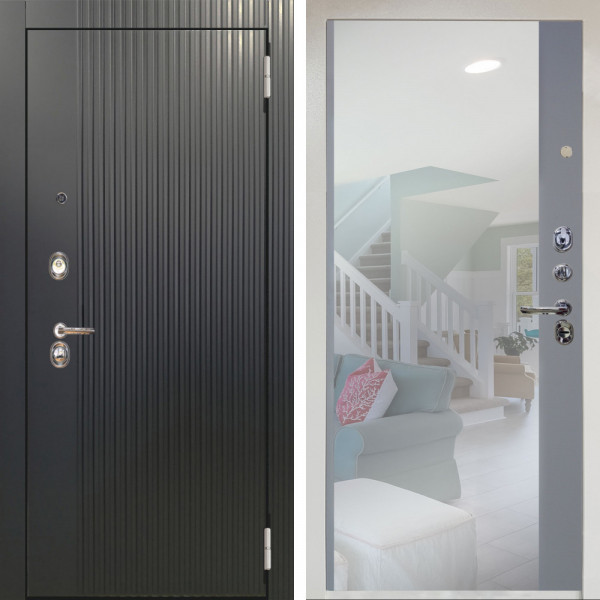 Входная дверь Аргус ЛЮКС 3К Снежно-белый Фрейда Черный кварц + Магнум Силк маус