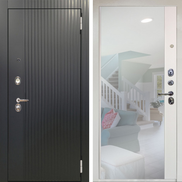 Входная дверь Аргус ЛЮКС 3К Снежно-белый Фрейда Черный кварц + Магнум Софт милк