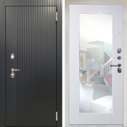 Входная дверь Аргус ЛЮКС 3К Снежно-белый Фрейда Черный кварц + Милли Роял вуд белый