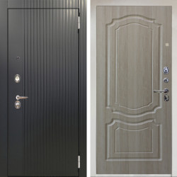 Входная дверь Аргус ЛЮКС 3К Снежно-белый Фрейда Черный кварц + Мишель Ларче светлый