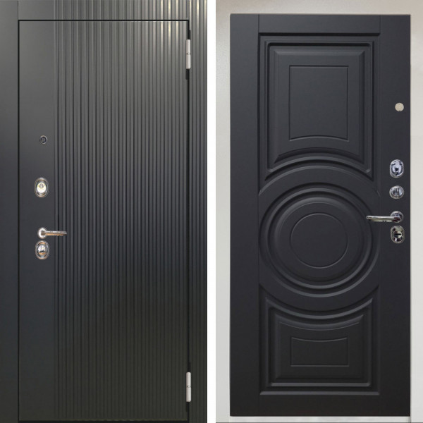 Входная дверь Аргус ЛЮКС 3К Снежно-белый Фрейда Черный кварц + Могадиш Черный софт