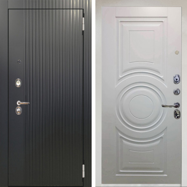 Входная дверь Аргус ЛЮКС 3К Снежно-белый Фрейда Черный кварц + Могадиш Софт милк
