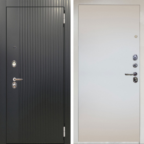 Входная дверь Аргус ЛЮКС 3К Снежно-белый Фрейда Черный кварц + Под покраску