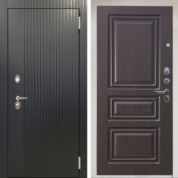 Входная дверь Аргус ЛЮКС 3К Снежно-белый Фрейда Черный кварц + Скиф Горький шоколад