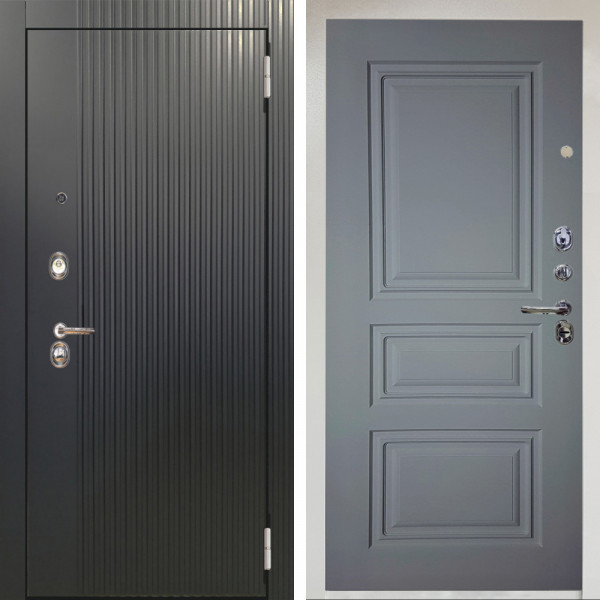 Входная дверь Аргус ЛЮКС 3К Снежно-белый Фрейда Черный кварц + Скиф Силк маус