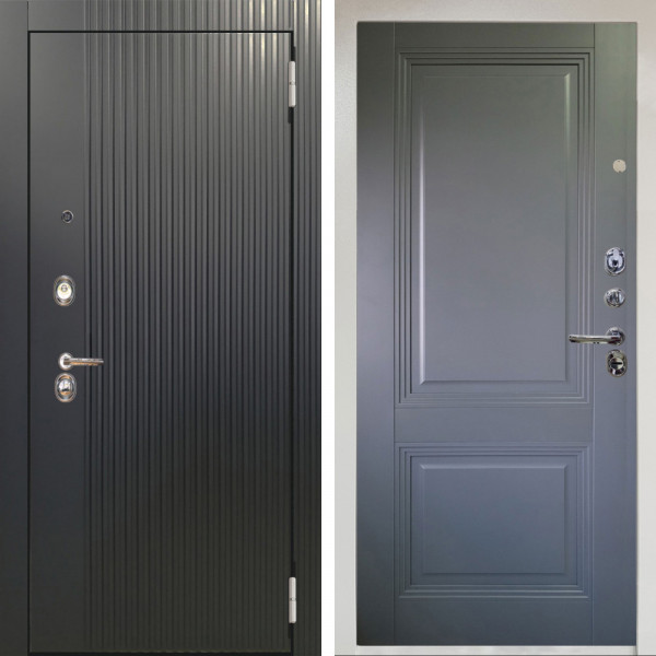 Входная дверь Аргус ЛЮКС 3К Снежно-белый Фрейда Черный кварц + Соло Антрацит софт